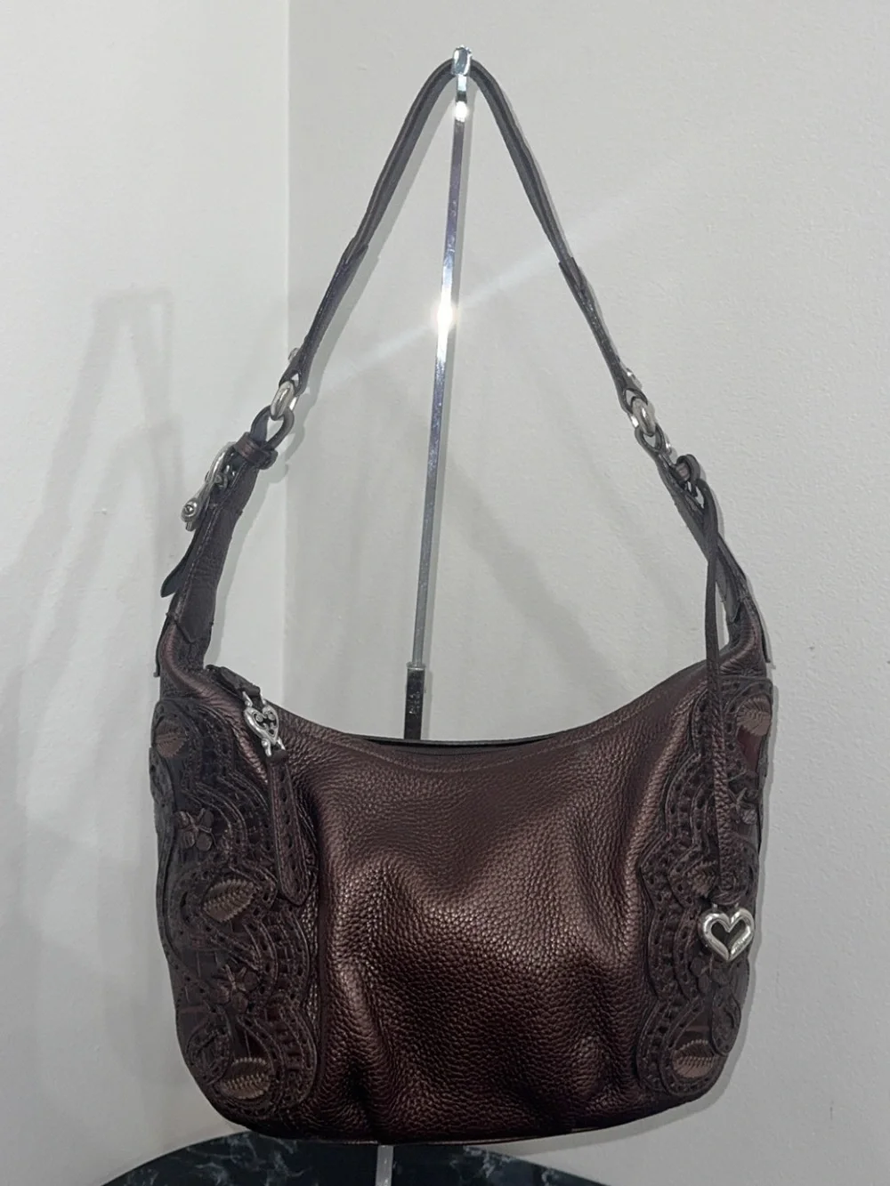 BRIGHTON HANDBAG MASTERPIECE BROWN NIKKI LEATHER SHOULDER BAG AUTHENTIC